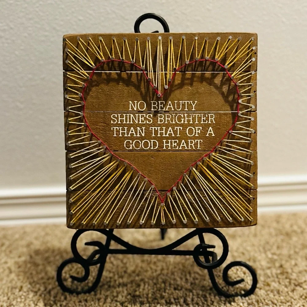Primitives by Kathy Heart String Art Box Sign Wall Decor 7x7
